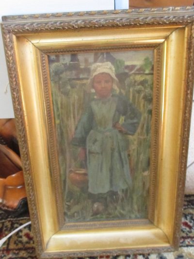 OILPAINTING DUTCH GIRL ON CANVAS  SIGNED F B    35 CM BY  23 CM CIRCA 1880   [FREE POST] - Image 12