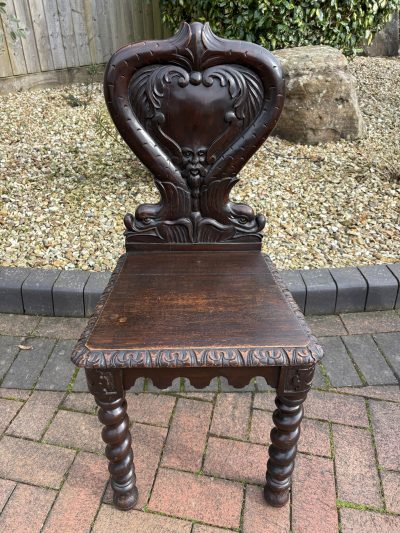Victorian Oak Hall Chair - Image 2