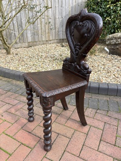 Victorian Oak Hall Chair - Image 6