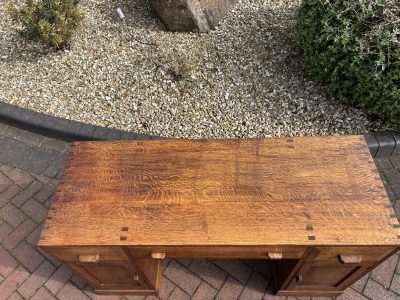 Cotswold School Arts & Crafts Oak Desk - Image 3