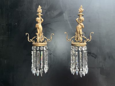 CHERUBS LUSTES GILTED WALL LAMPS - Image 2