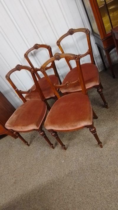 Antique Victorian Set of 4 Walnut Dining Chairs - Image 7