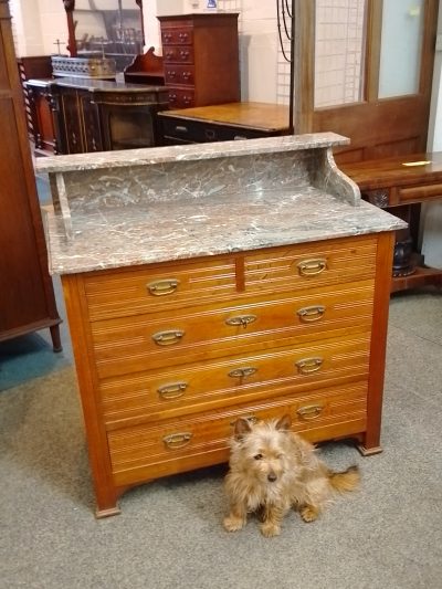 Good Antique Marble Top Chest of Drawers - Image 3