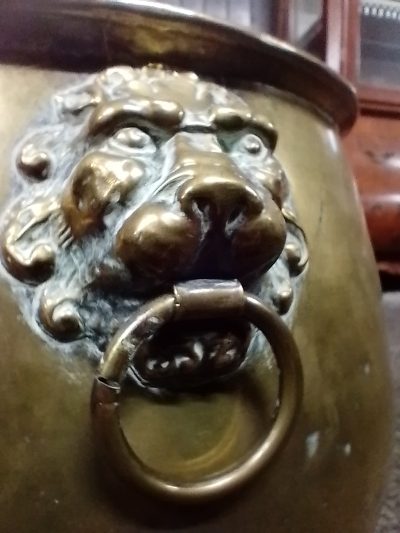 Good Antique Brass Armorial Jardinière or Log Bin - Image 9