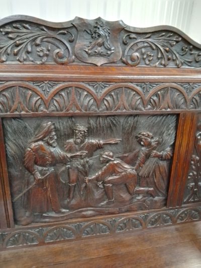 Good Edwardian Oak Bench Settle - Image 7