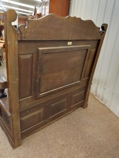 Good Edwardian Oak Bench Settle - Image 9
