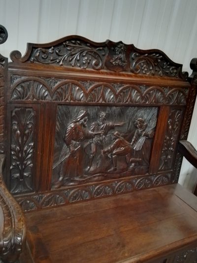 Good Edwardian Oak Bench Settle - Image 2
