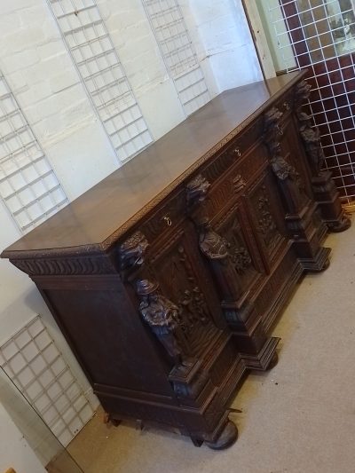 Antique Carved Sideboard Dresser - Image 4