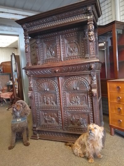 Antique French Renaissance Carved Oak Cupboard - Image 5