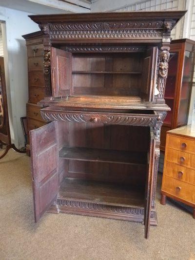 Antique French Renaissance Carved Oak Cupboard - Image 9