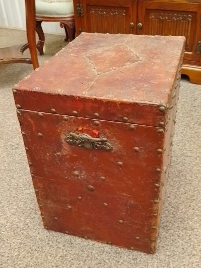 Antique Arts Crafts Leather Box - Image 3