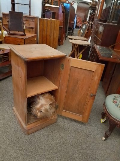 Antique Pine Bedside Table Cabinet - Image 7