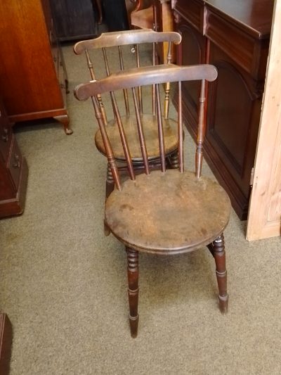 Antique Pair of Penny Seat Chairs - Image 2