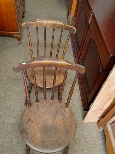 Antique Pair of Penny Seat Chairs - Image 3