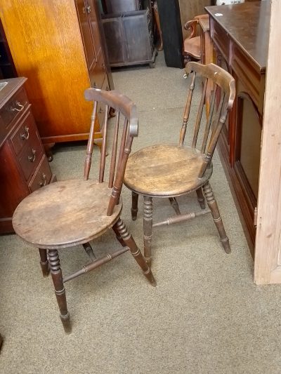 Antique Pair of Penny Seat Chairs - Image 4