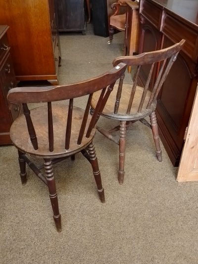 Antique Pair of Penny Seat Chairs - Image 5
