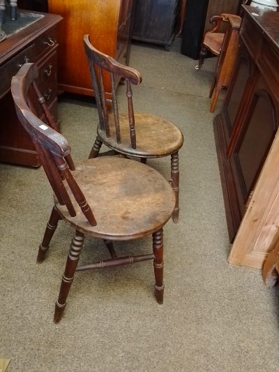 Antique Pair of Penny Seat Chairs - Image 6