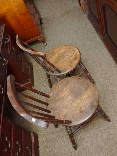 Antique Pair of Penny Seat Chairs - Image 7