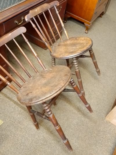 Antique Pair of Penny Seat Chairs - Image 8