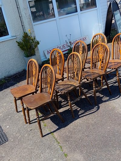 1920's Set of 8 Country Kitchen Dining Chairs - Image 3