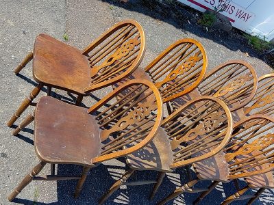 1920's Set of 8 Country Kitchen Dining Chairs - Image 2