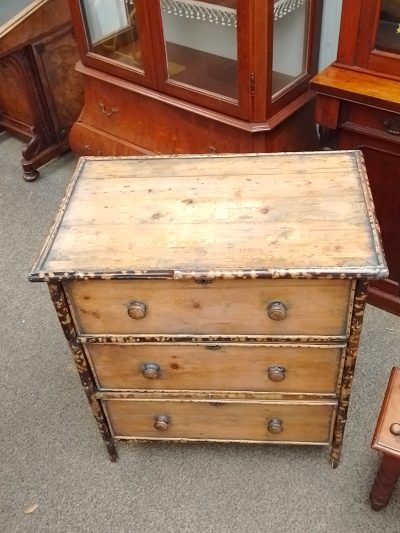 Good Antique Bamboo Small Chest of Drawers - Image 5