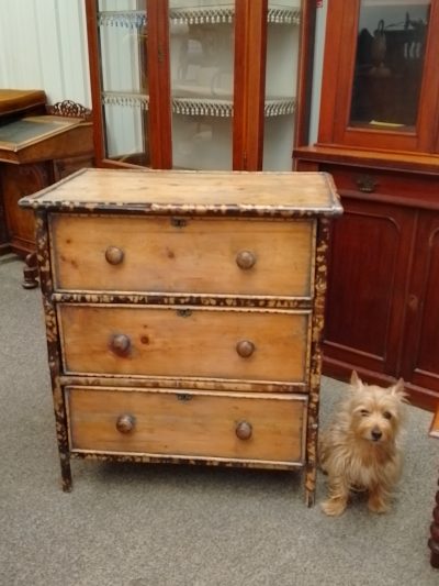 Good Antique Bamboo Small Chest of Drawers - Image 9