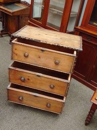 Good Antique Bamboo Small Chest of Drawers - Image 3