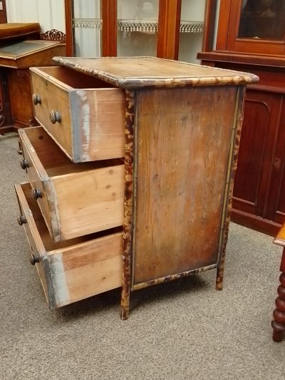 Good Antique Bamboo Small Chest of Drawers - Image 7