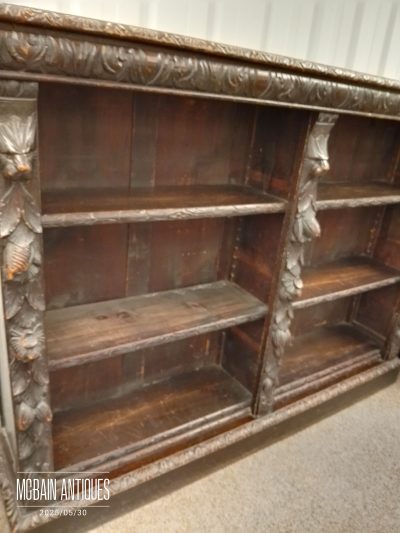 Good Antique Victorian Carved Oak Bookcase - Image 7