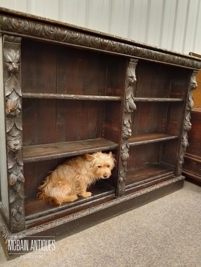 Good Antique Victorian Carved Oak Bookcase - Image 8