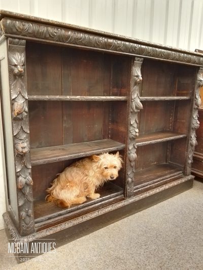 Good Antique Victorian Carved Oak Bookcase - Image 2