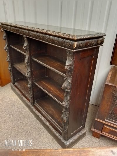 Good Antique Victorian Carved Oak Bookcase - Image 5
