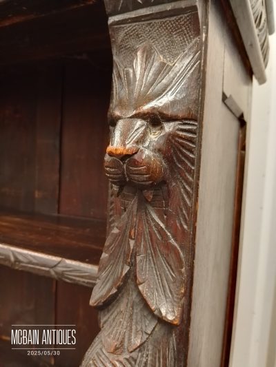 Good Antique Victorian Carved Oak Bookcase - Image 10