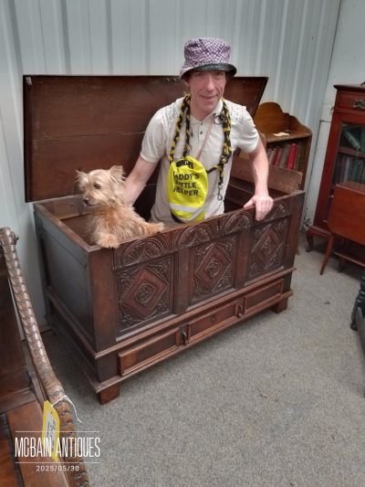 Good Antique Mule Chest Coffer - Image 6