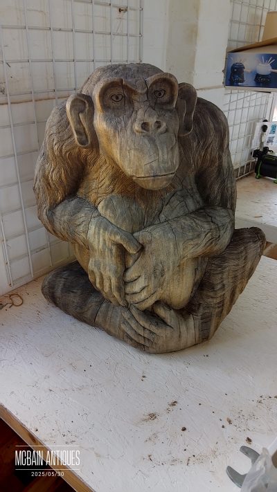 Antique 1920's Carved Chimp Monkey - Image 3