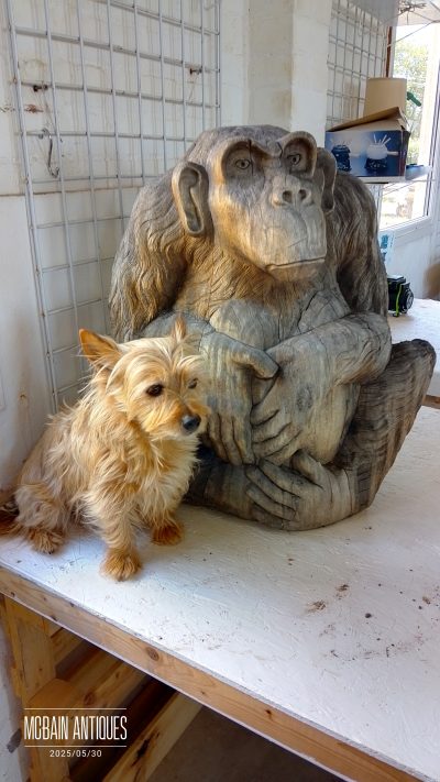 Antique 1920's Carved Chimp Monkey - Image 2