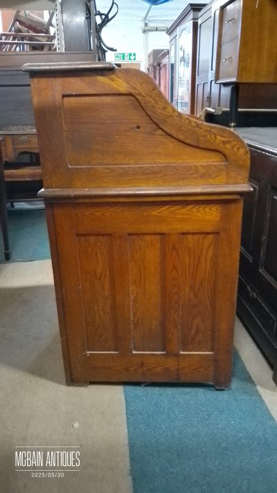 Small Edwardian Oak Roll Top Desk - Image 5