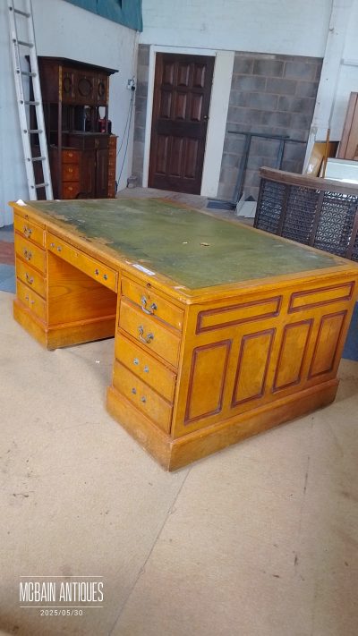 Antique Style Walnut Partners Desk - Image 4