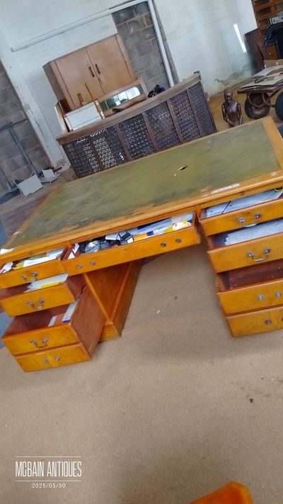 Antique Style Walnut Partners Desk - Image 5