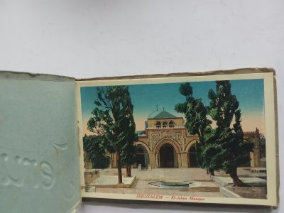 Rare 12 Palestine COLOUR Photographic Postcard Booklet including Interior view Masjid Al Aqsa c1920 - Image 3