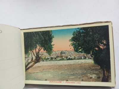 Rare 12 Palestine COLOUR Photographic Postcard Booklet including Interior view Masjid Al Aqsa c1920 - Image 4