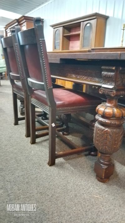 Large Antique Oak Draw Leaf Dining Table - Image 6