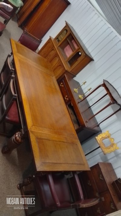 Large Antique Oak Draw Leaf Dining Table - Image 2