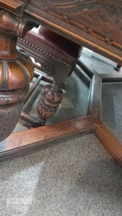 Large Antique Oak Draw Leaf Dining Table - Image 4