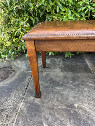 Arts & Crafts Walnut, Oak & Leather Hall Bench - Image 5