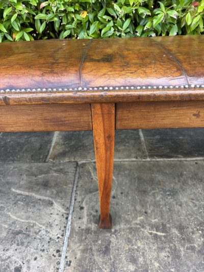 Arts & Crafts Walnut, Oak & Leather Hall Bench - Image 6