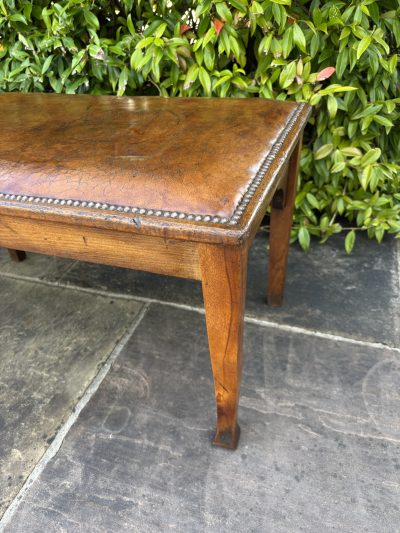 Arts & Crafts Walnut, Oak & Leather Hall Bench - Image 7