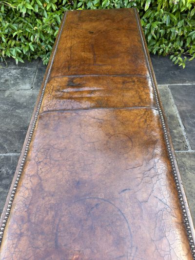Arts & Crafts Walnut, Oak & Leather Hall Bench - Image 4