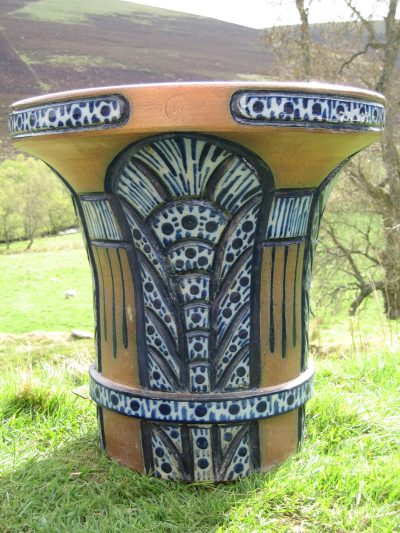 A Pair Of Very Rare And Impressive Decorative Art Deco Large Pottery “gres” Jardinières, Eliminated Side Tables - Image 2